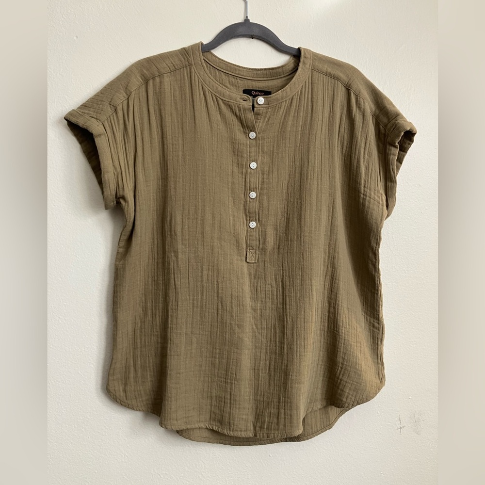 Quince - Olive Button-Down - Gaize Roll Sleeve Shirt - 100% cotton